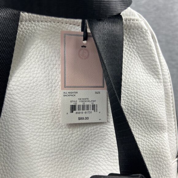 New Juicy Couture All Nighter White Charm Logo Backpack Travel Purse - Picture 4 of 13